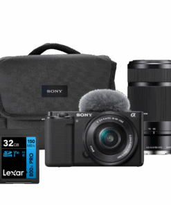 Sony ZV-E10 Mirrorless Camera + 16-50mm & 55-210mm Lenses + Bag & Card