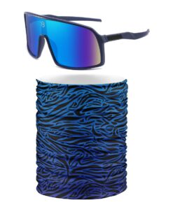 Sophie Moda-Polarised Cycling Sunglasses Velocita V2 + FUNNel Neck/Headwear - Blue
