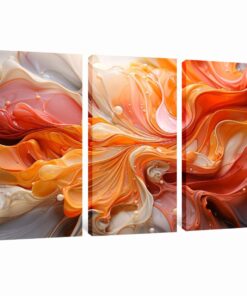 Splash Liquid Orange 3 Piece Abstract Canvas Wall Art Deco