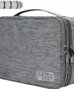 Splendid Double Layer Travel Electronics Accessories Organizer Bag - Grey