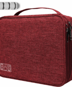 Splendid Double Layer Travel Electronics Accessories Organizer Bag - Red