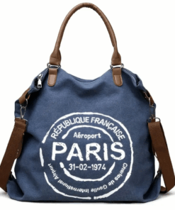 Splendid Large Vintage Canvas Tote Handbag Gift Bag - Blue