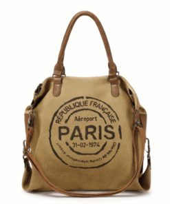 Splendid Large Vintage Canvas Tote Handbag Gift Bag - Brown