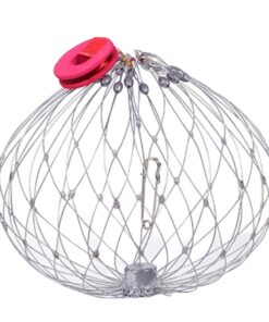 Sport Fishing Automatic 20 Steel Wire Open Close Crab Net -50cm - Red