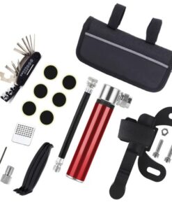 Sport Multi Tool Bicycle Repair Pouch with Pump - Red