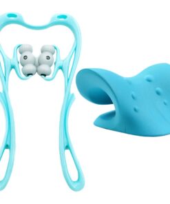 Sport Neck Gravity Stretcher & Multi Use Neck Massage Roller Set of 2 - Blue