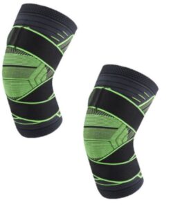 Sport Pain Relief Compression Knee Brace With Extra Support Strap Set Of 2 - Green - XL