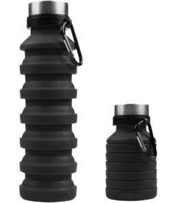 Sport Silicon Portable Foldable Water Bottle - Black
