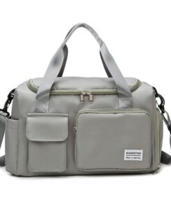 Sports Gym and Travel Duffel Bag with Wet Pocket & Shoes Compartment - Grey