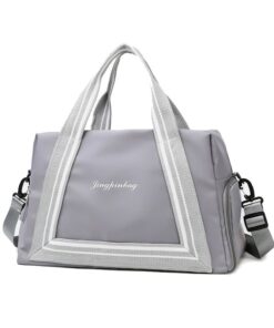 Sports Gym Bag Travel Duffel Bag Dry Wet Pocket & Shoes Compartment - Grey