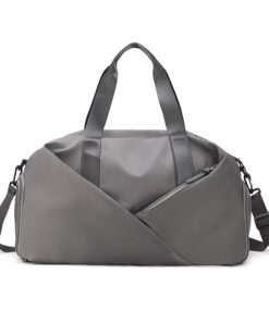 Sports Gym Duffel Bag with Wet Pocket & Shoes Compartment - Grey