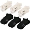 Sports Socks For Men/Women -3 Black 3 White- APEY Combed Cotton Ankle Socks - 6 Pack
