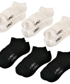 Sports Socks For Men/Women -3 Black 3 White- APEY Combed Cotton Ankle Socks - 6 Pack