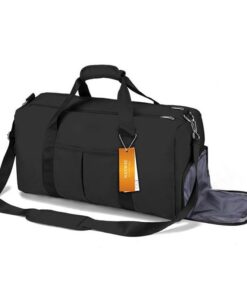 Sports Suitcase Gym Sports Bag With Shoe Compartment And Waterproof Jacket - Black