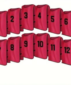 Sports Training Vests - Elastic Open Sides - Set of 12 - Red