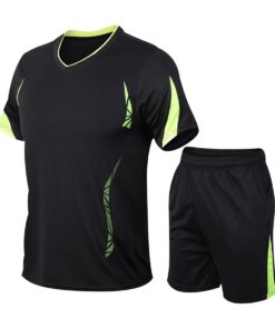 Sportswear Short-Sleeve T-Shirt short Set Men's Slim Fit Printed Summer - Black - L