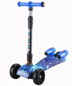 Spray Fire Scooter Adjustable Foldable 3 Wheel With Led Light For Kids - Blue