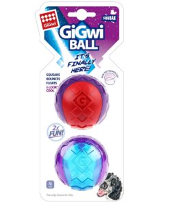 Squeaker Ball Cat Dog Toy - 2 Pack - RedBlue - M