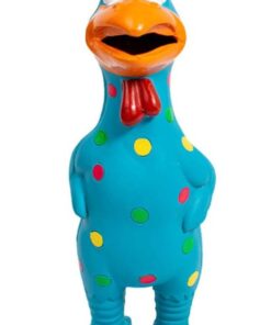 Squeaky Chicken Toy for Dogs - Durable Dotted Rubber Interactive Pet Toy - Blue
