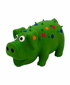 Squeaky Durable Teething Big Latex Dotted Grunting Pig Pet Dog Chew Toys - Green
