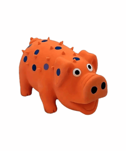 Squeaky Durable Teething Big Latex Dotted Grunting Pig Pet Dog Chew Toys - Orange