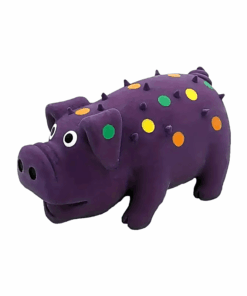 Squeaky Durable Teething Big Latex Dotted Grunting Pig Pet Dog Chew Toys - Purple