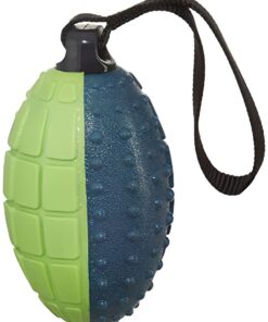 Squeaky Durable Teething Rugby Ball Chew Ball Pet Toy for Dogs With Strap - Blue, Green