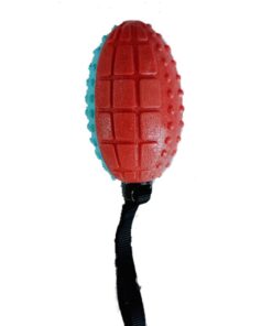 Squeaky Durable Teething Rugby Ball Chew Ball Pet Toy for Dogs With Strap - Blue, Orange