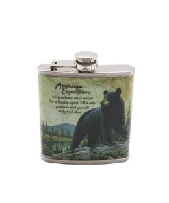 Stainless Steel Hip Flask - 170ml - Bear