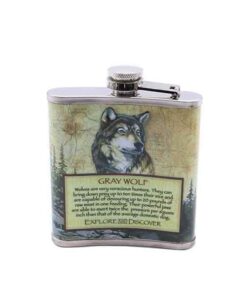 Stainless Steel Hip Flask - 170ml - Wolf
