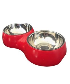 Stainless Steel Pet Bowl Set - Red