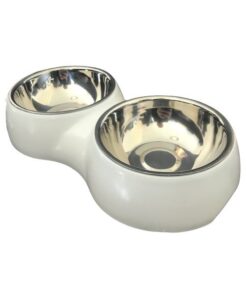 Stainless Steel Pet Bowl Set - White