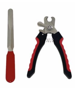 Stainless Steel Pet Nail Clipper with Safety Lock - Red, Black