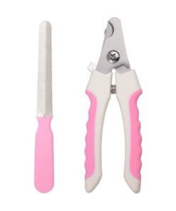 Stainless Steel Pet Nail Clipper with Safety Lock - White, Pink