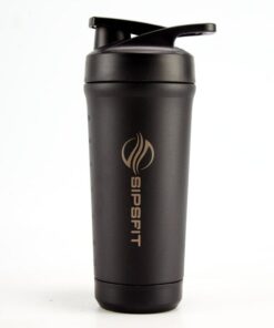 Stainless Steel Shaker Bottle with Agitator built-in Bottom - 800ml - Black