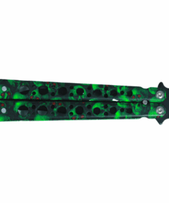 Stainless Steel Training Butterfly Knife-Unsharpened-Dead Head &Hole Design - Green
