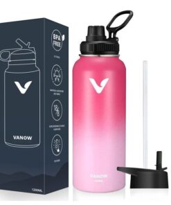 Stainless Steel Water Thermos with 2 Lids - 1200ml - pink