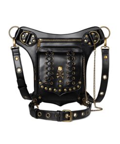 Steampunk Waist Bag Gothic Leather Shoulder Crossbody Messenger Bag