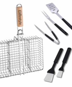 Steel Braai Grid Set - Braai Grill, Tongs, Spatula, Braai Fork and Brushes