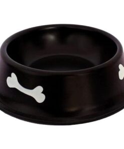 Steel Dog Feeding Bowls With Colorful Edges - Large - Black
