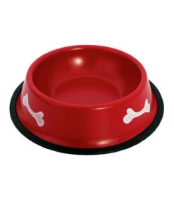 Steel Dog Feeding Bowls With Colorful Edges - Large - Red
