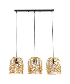 Straight Line Base 3 Lights Rope Cage Style Pendant Lamp-MRUL