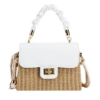 Straw Lady Pleated Handle Beach Crossbody Purse and Handbag - White