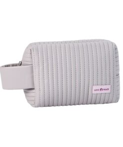 Striped Puffy PU Leather Cosmetic Bag Macaroon Colour Travel Cosmetic Pouch - Purple