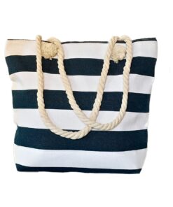Stripped Beach Bags - Navy and White