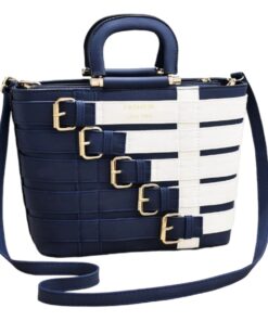 Stunning Spacious Handbag - PU Leather - Crossbody Strap - Belt Design - Sapphire