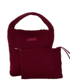 Stylin' Woven Neoprene Handbag and Purse - Burgendy Red