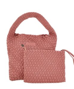 Stylin' Woven Neoprene Handbag and Purse - Dusty Pink
