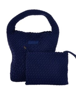 Stylin' Woven Neoprene Handbag and Purse - Navy