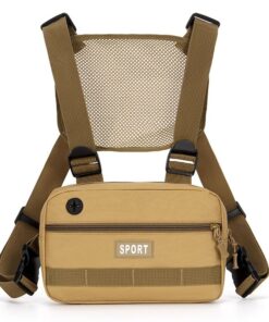 Stylish Breathable Back Sport Chest Pack Shoulder Bag With Earphone Hole - Khaki